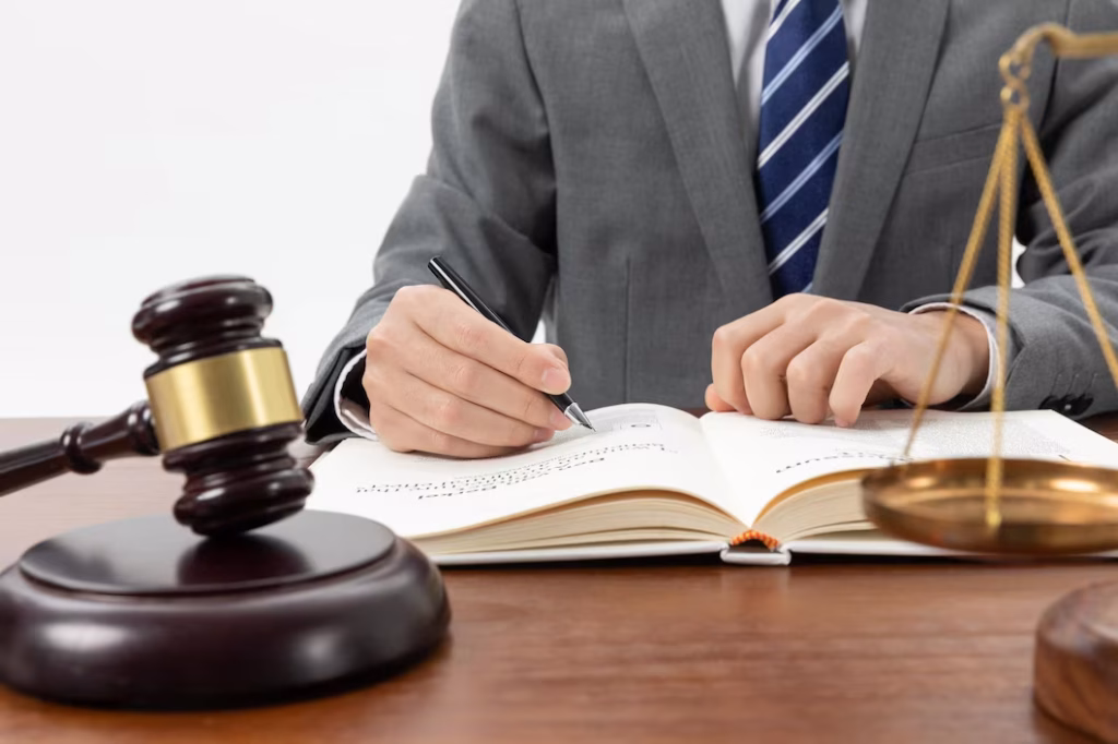 Gavel resting on a desk