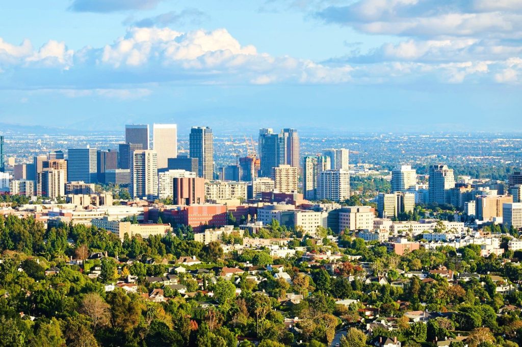 Los Angeles skyline view above a hillside neighborhood, the kind of scenery a business lawyer in Culver City might appreciate.